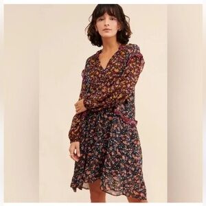 Anthropologie Helene Long Sleeve Floral Dress - Multicolor
